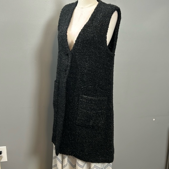 Weave O’The Irish Wool Boucle Grey Single Breasted Long Vest Duster size M - Picture 7 of 16